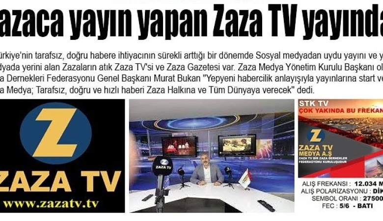 ! ZAZACA YAYIN YAPAN ZAZA TV YAYINDA !