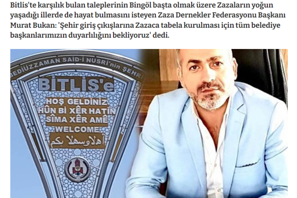 ZAZA FEDERASYONU GENEL BAŞKANI MURAT BUKAN: YEREL YÖNETİMLERDEN TALEBLERİ [2019]